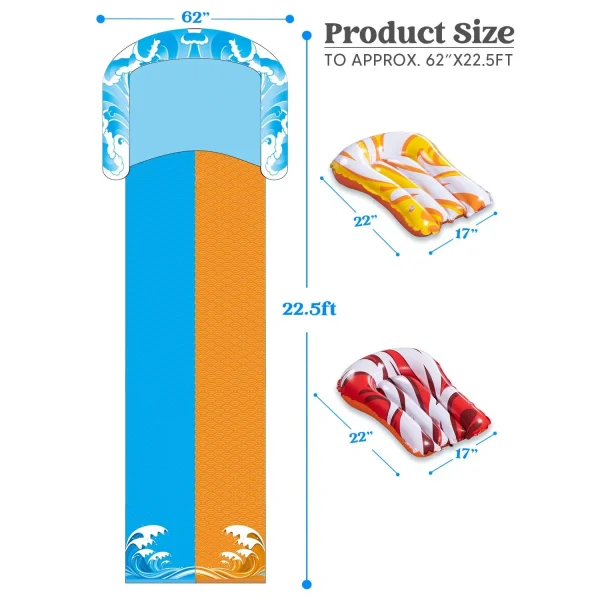 22.5ft Water Slide with 2 Bodyboards