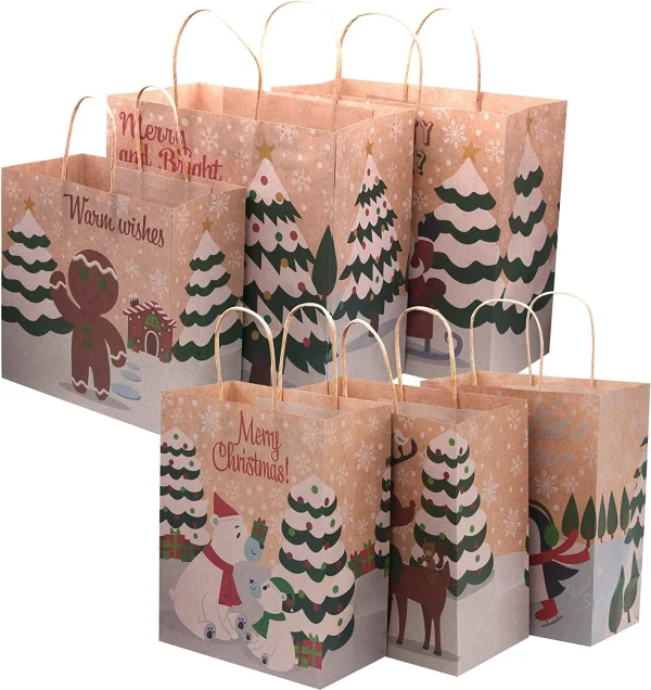 24pcs Christmas Kraft Goodie Bags