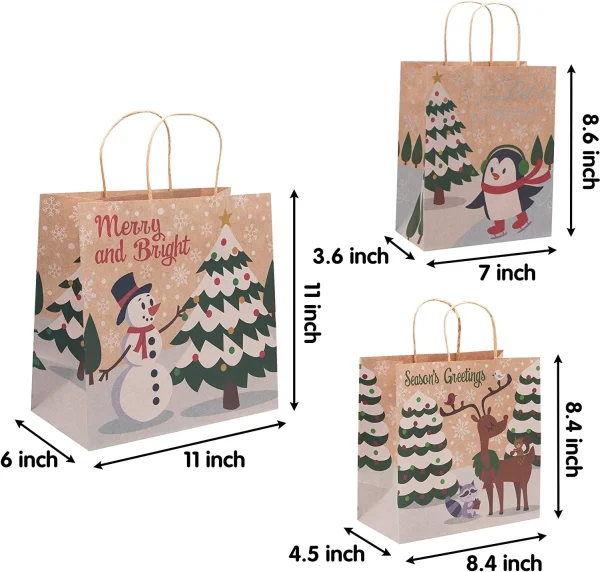 24pcs Christmas Kraft Goodie Bags