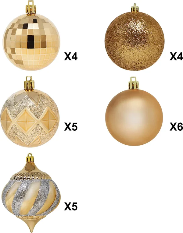 24pcs Champagne Christmas Ball Ornaments