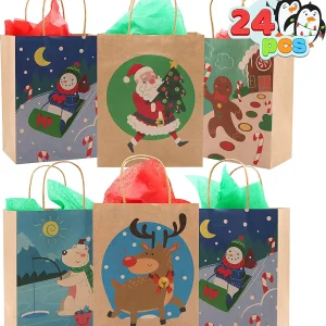 24pcs Christmas Kraft Paper Gift Bags
