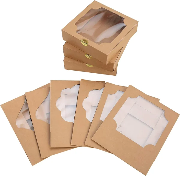 24Pcs Kraft Bakery Boxes with Stickers