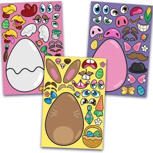 24pcs Easter Make a Face Egg Animal Stickers