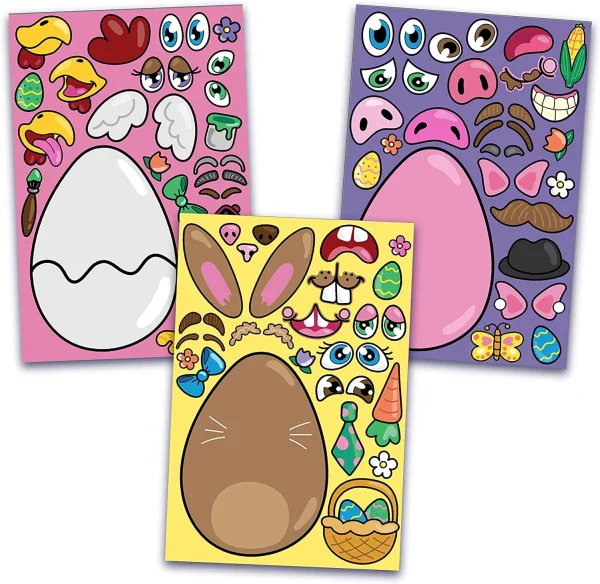 24pcs Easter Animal Make A Face Stickers