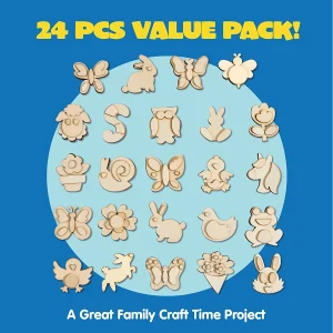 24 Pcs Wooden Magnet Arts and Crafts Painting Kit