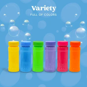 24Pcs Bubble Bottles with Wand Assortment 6 colors,2oz