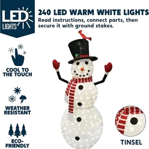 240 LED Warm White Collapsible Snowman 6ft