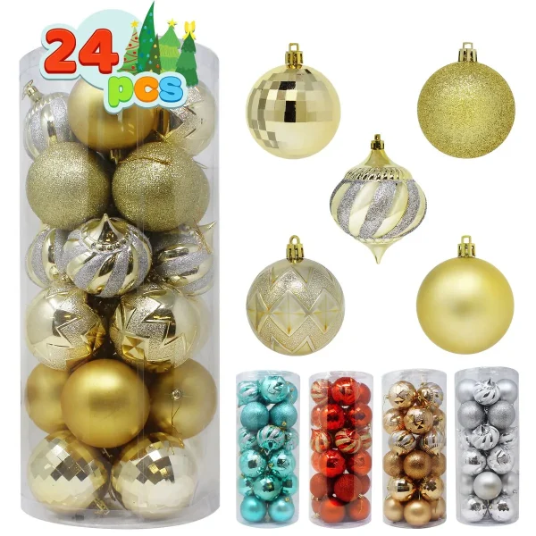 24pcs Gold Christmas Ball Ornaments