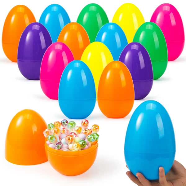 24Pcs Jumbo Plastic Bright Solid Easter Eggs Shells 7in