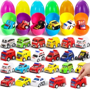 24Pcs Mini Pull Back City Cars Prefilled Easter Eggs