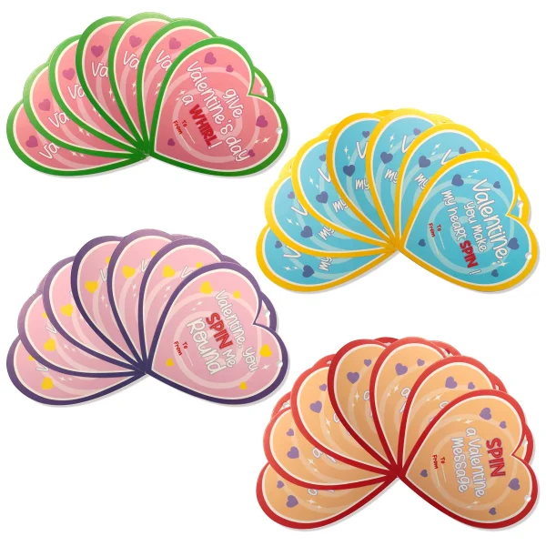 24Pcs Pre Filled Hearts with  Spinne and Valentines Day Cards for Kids-Classroom Exchange Gifts