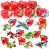 24Pcs Prefilled Hearts with Dinosaur Building Blocks and Valentines Day Cards for Kids-Classroom Exchange Gifts