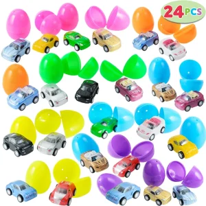 24Pcs Toy Cars Prefilled Easter Eggs 2.25in