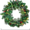 50 LED Battery Operated Snow Flocked Wreath 24in