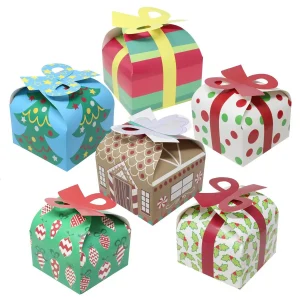 24pcs 3D Christmas Goodie Gift Boxes with Bow