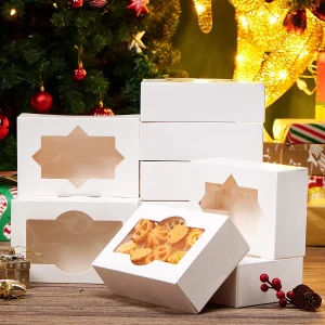 24pcs Christmas Gift Cookie Boxes With Window Set