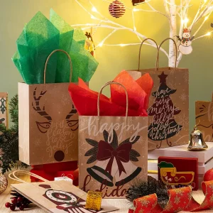 24pcs Christmas Kraft Gift Bag Paper