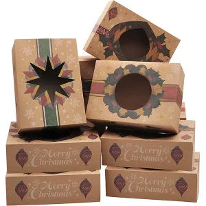 24pcs Foiled Kraft Christmas Cookie Boxes