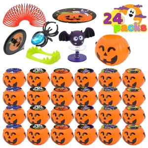 24pcs Prefilled Mini Pumpkin Halloween Buckets