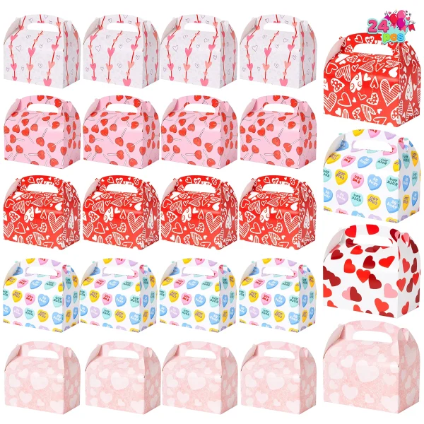 24pcs Valentine's Days Heart Bakery Treat Boxes 4.4in