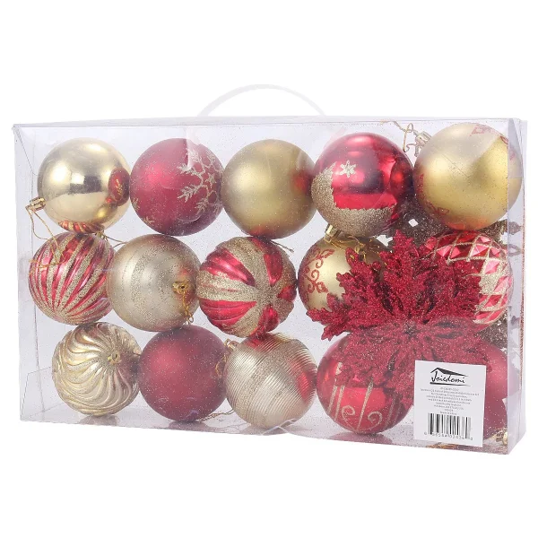 25pcs Red and Gold Christmas Ball Ornaments 3.15in