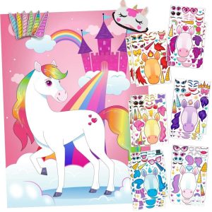 Unicorn Themed Pin The Horn Game with Stickers