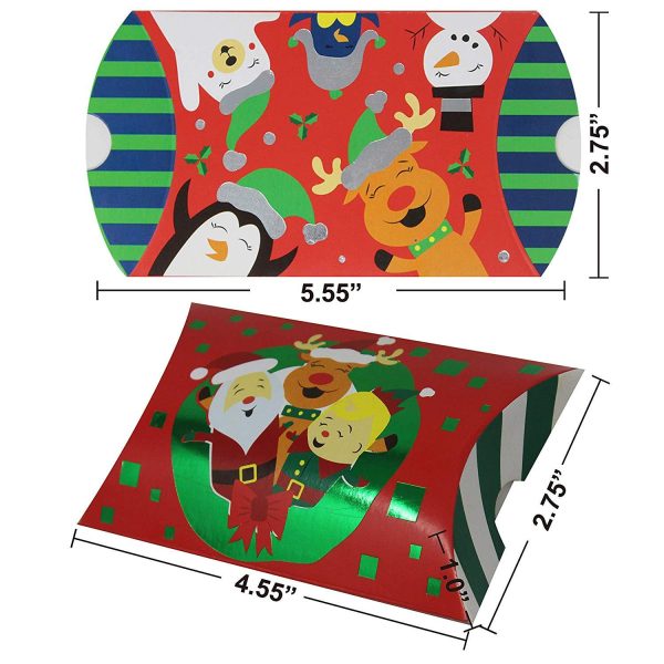 60pcs Christmas Pillow Boxes With 12 Colorful Designs