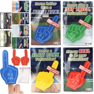 28Pcs Kids Valentines Cards with Foam Fingers-Classroom Exchange Gifts