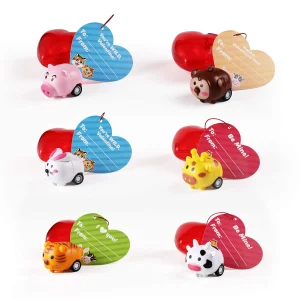 28Pcs Animal Pull Back Cars Filled Hearts with Valentines Day Cards for Kids-Classroom Exchange Gifts