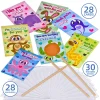 28Pcs Animal Scratch off Cards with Sticks and White Envelopes