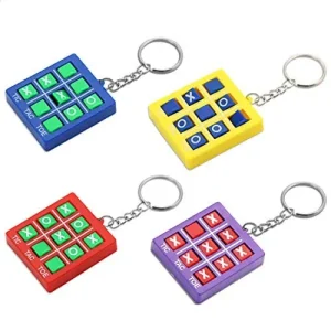 28Pcs Gift Tic-Tac-Toe Keychain with Valentines Day Cards for Kids-Classroom Exchange Gifts
