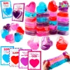 28Pcs Heart Shaped Slime with Valentines Day Cards for Kids-Classroom Exchange Gifts