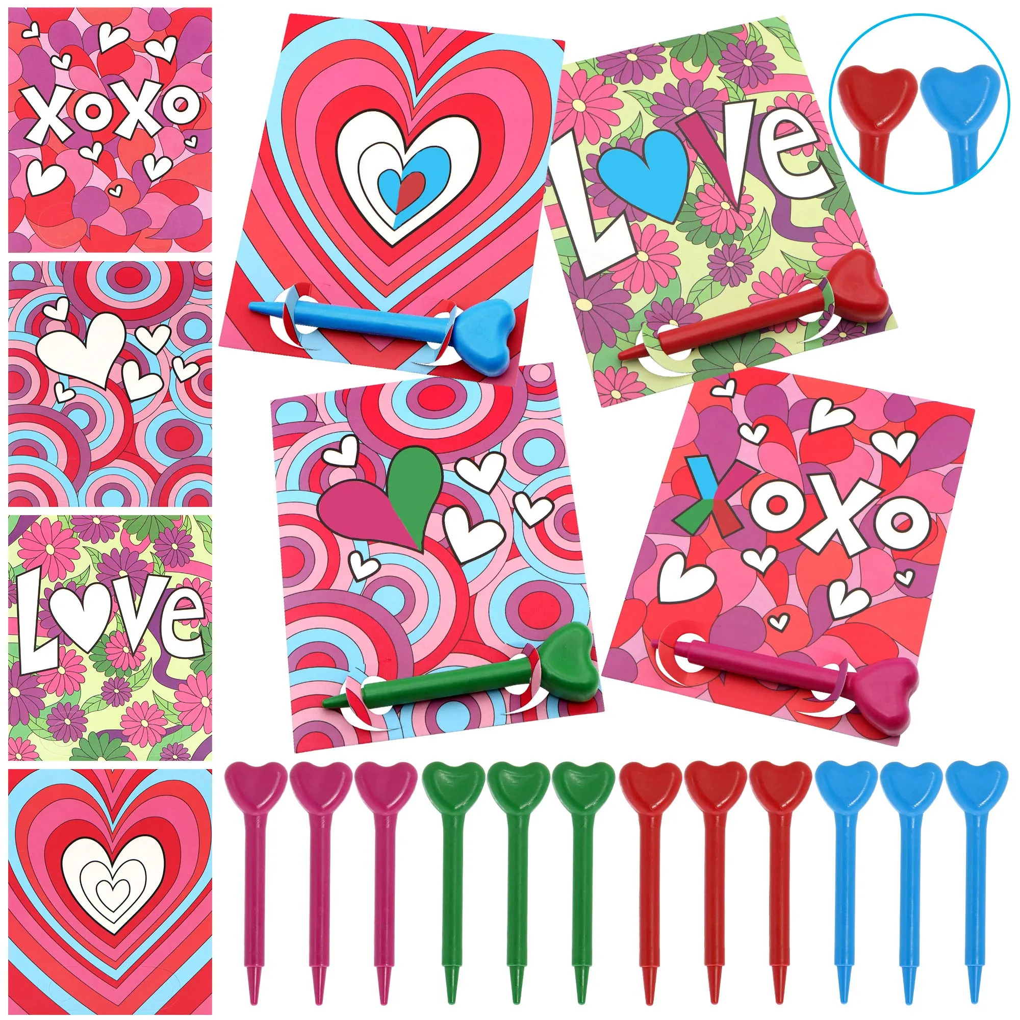 12pcs Valentine Themed Crayon Set Party Favors