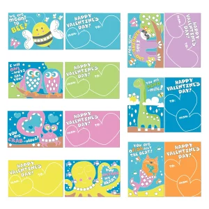 28Pcs Kids Valentines Cards with Sticker Mosaic-Classroom Exchange Gifts