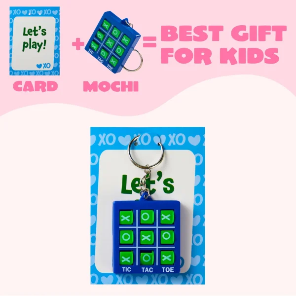 28Pcs Tic-Tac-Toe Keychain Gifts with Kids Valentines Cards for Classroom Exchange