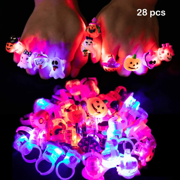28pcs Spooky Halloween LED Light Up Rings