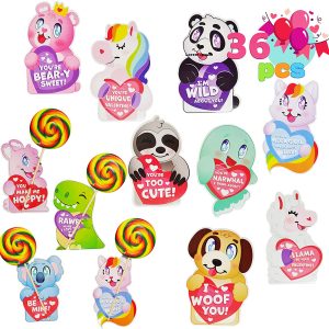36 Packs Valentine’s Day Gift Cards Lollipop Candy Holder