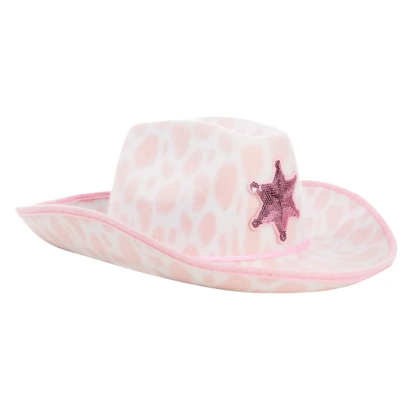 2Pcs Childs Cow Print Pink Felt Cowboy Hat