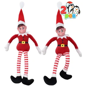 2Pcs Christmas Elf Plush Red Doll