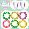 2 Sets of Easter Bunny Ears Hats and 12Pcs Colorful Toss Rings