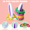 2 Sets of Easter Bunny Ears Hats and 12Pcs Colorful Toss Rings