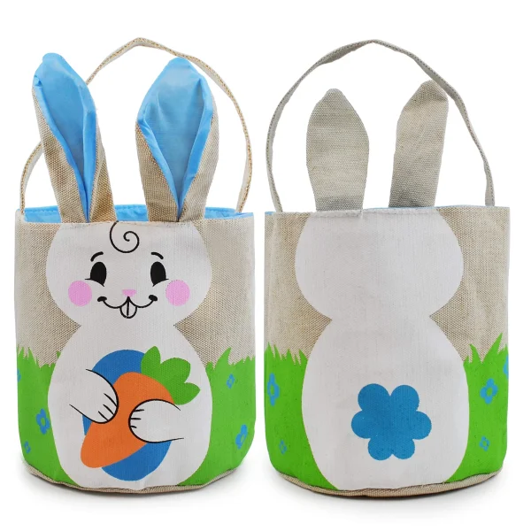 2Pcs Easter Burlap Bunny Bags