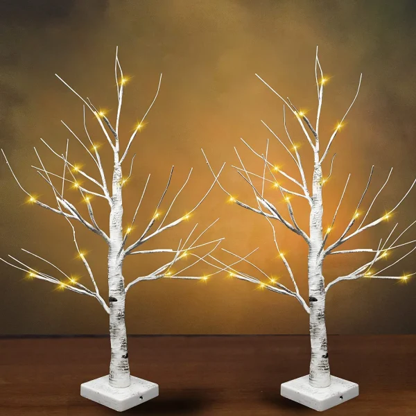 2pcs LED Christmas Warm White Birch Tree