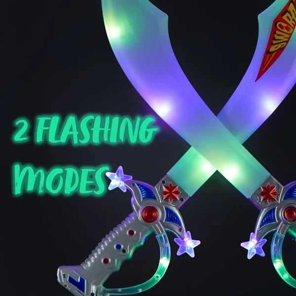 2pcs LED Flashing Buccaneer Pirate Sword 19.5in