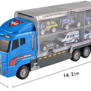 10 In 1 Die-cast Police Patrol Rescue Truck Mini Police Vehicles Truck Toy Set In Carrier Truck