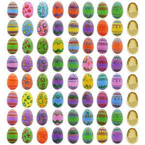 Jumbo Plastic Printed Bright Plus Golden Easter Eggs, 72 Pieces
