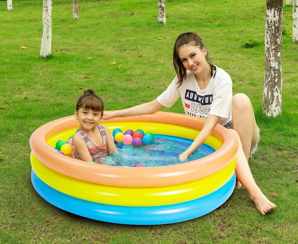 2pcs 34in Multicolor Inflatable Kiddie Pool