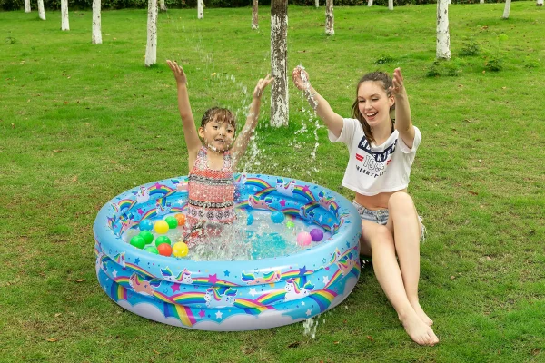 2pcs 45in Inflatable Rainbow Pool with Unicorn Design