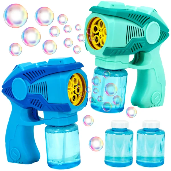 2pcs Automatic Bubble Guns with 2 Bottles Bubble Solutions
