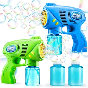 2pcs Bubble Guns with 2 Bubble Refill Solutions 7in